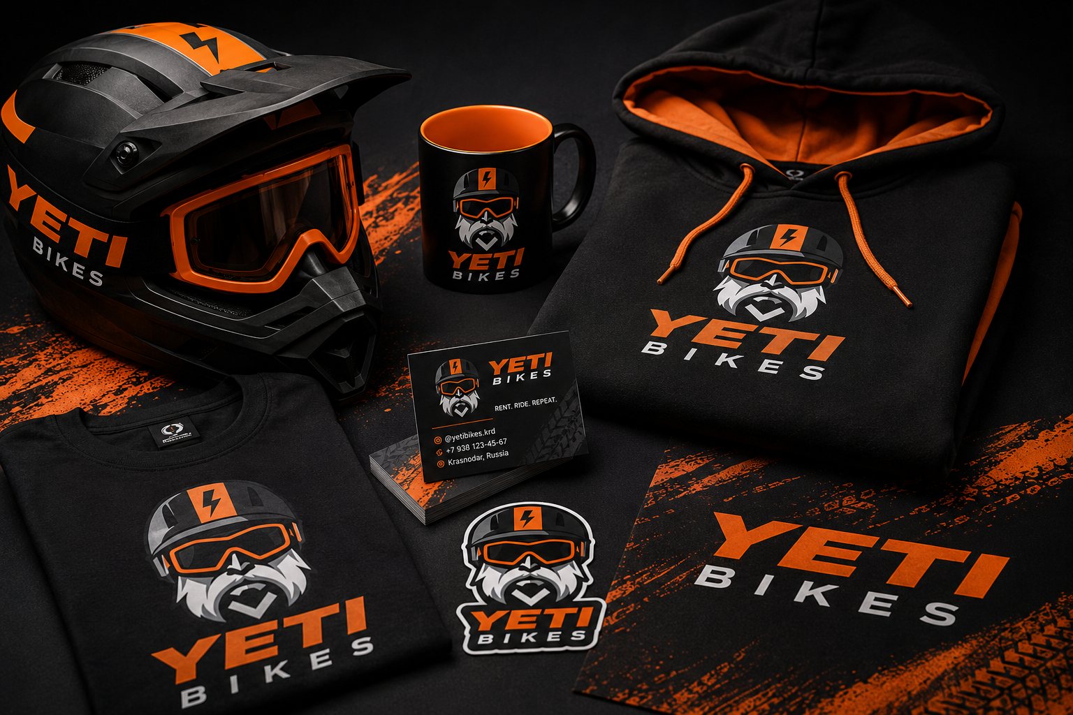 Мерч Yeti Bikes — худи, кружка, визитки